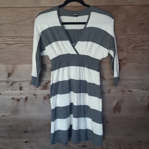 Express Gray and Cream Striped Tunic/Minidress XS - Picture 1 of 4